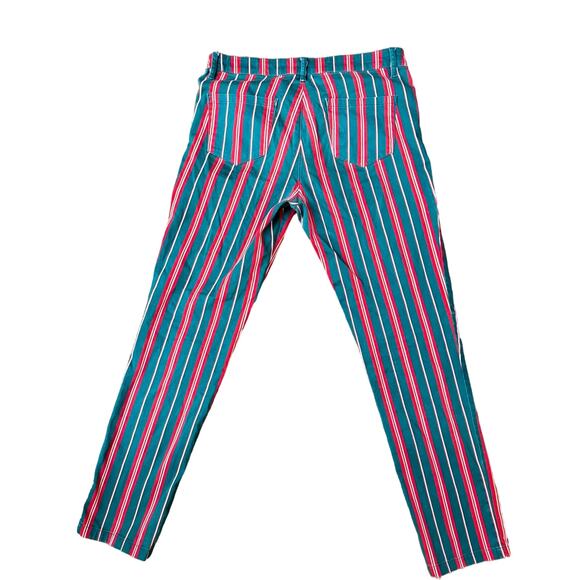 ASOS Red Green Pinstripe Regular Fit Cotton Mid Rise Pants Medium W29 - Picture 7 of 12